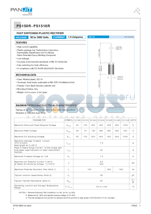 PS150R datasheet - FAST SWITCHING PLASTIC RECTIFIER