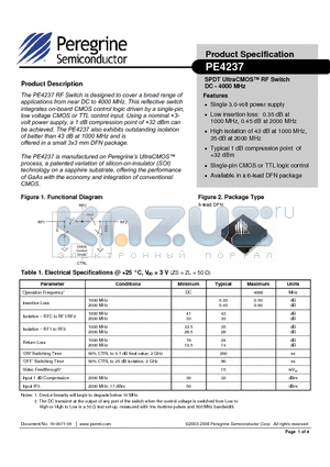 PE4237_08 datasheet - SPDT UltraCMOS RF Switch