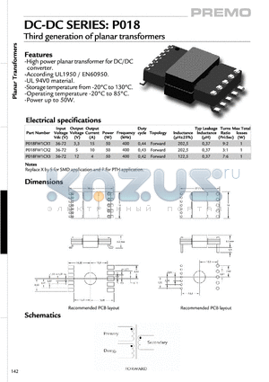 P018FW1CX3 datasheet - Third gwneration of planar transformers