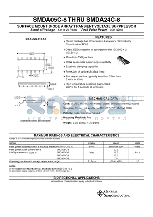 SMDA05C-8 datasheet - SURFACE MOUNT DIODE ARRAY TRANSIENT VOLTAGE SUPPRESSOR