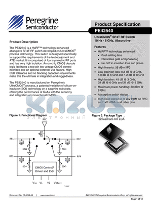 PE42540LGBC-Z datasheet - UltraCMOS SP4T RF Switch