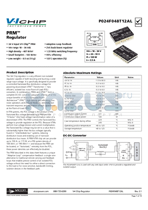 P024F048T12AL datasheet - PRM Regulator