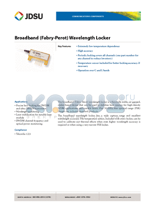 WVL-2B1050113 datasheet - Broadband (Fabry-Perot) Wavelength Locker