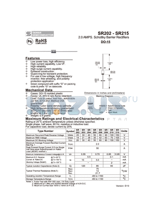 SR215 datasheet - 2.0 AMPS. Schottky Barrier Rectifiers