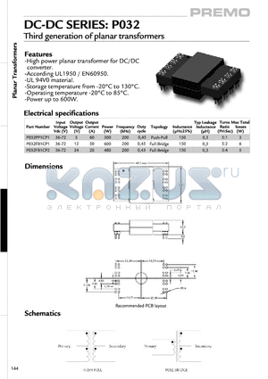 P032PP1CP1 datasheet - Third generation of planar transformers