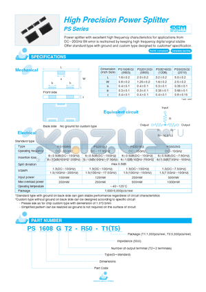 PS2012G datasheet - High Precision Power Splitter