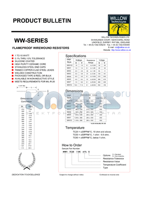 WW1/2TC90 datasheet - FLAMEPROOF WIREWOUND RESISTORS