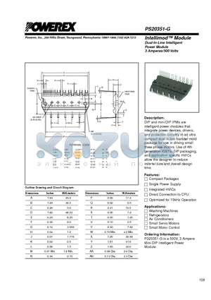 PS20351-G datasheet - Intellimod Module Dual-In-Line Intelligent Power Module 3 Amperes/500 Volts