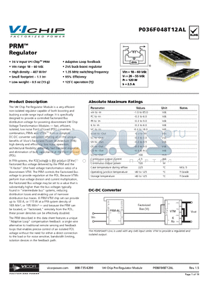 P036T048T12AL datasheet - PRM Regulator