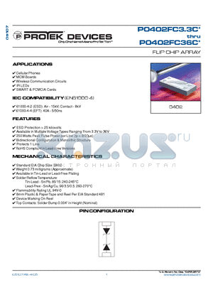 P0402FC05C datasheet - FLIP CHIP ARRAY