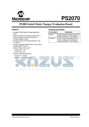 PS2070 datasheet - Switch Mode Charger Evaluation Board