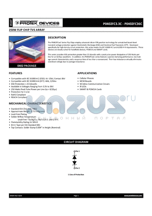 P0402FC05C datasheet - 250w flip chip tvs array