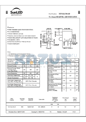 XYN2LUR11D datasheet - T-1(3mm) BI-LEVEL LED INDICATOR