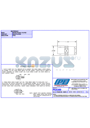 PE4389 datasheet - BNC FEMALE, CLAMP ATTACHMENT FOR RG178 RG196