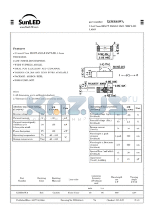 XZMR65WA datasheet - 2.1x0.7mm RIGHT ANGLE SMD CHIP LED LAMP