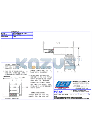 PE4396 datasheet - BNC MALE RIGHT ANGLE CRIMP ATTACHMENT FOR RG188-DS & RG312-DS