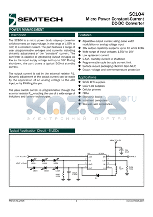 SC104IMLTRT datasheet - Micro Power Constant-Current DC-DC Converter