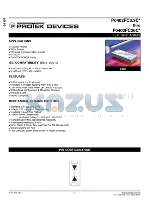 P0402FC36C datasheet - FLIP CHIP ARRAY