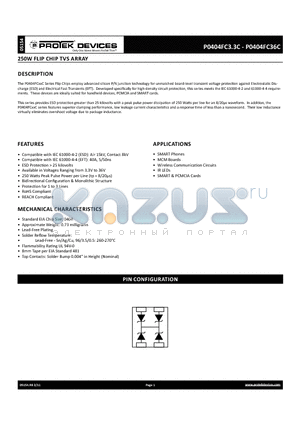 P0404FC08C datasheet - 250w flip chip tvs array