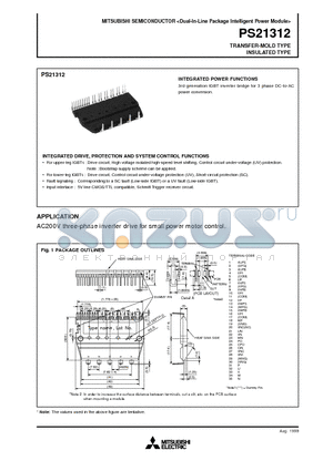 PS21312 datasheet - TRANSFER-MOLD TYPE INSULATED TYPE