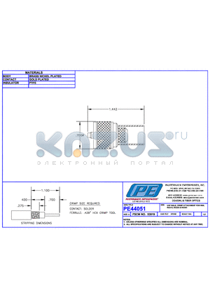 PE44051 datasheet - UHF MALE CRIMP ATTACHMENT FOR RG9 RG214 RG225 &RG393