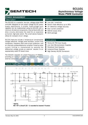 SC1101 datasheet - Asynchronous Voltage Mode PWM Controller