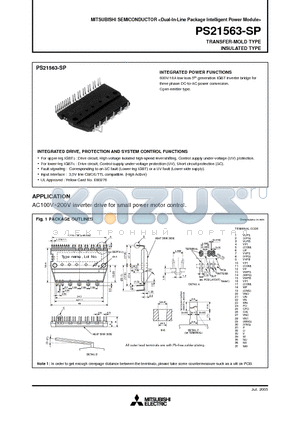 PS21563-SP datasheet - AC100V~200V inverter drive for small power motor control