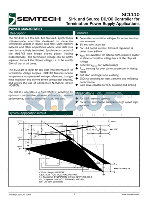 SC1110TSTRT datasheet - Sink and Source DC/DC Controller for Termination Power Supply Applications