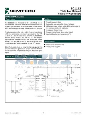 SC1112ASTR datasheet - Triple Low Dropout Regulator Controllers