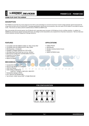 P0408FC05C datasheet - 250w flip chip tvs array