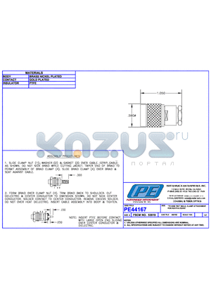 PE44167 datasheet - 75 OHM TNC MALE CLAMP ATTACHMENT FOR RG179 &RG187