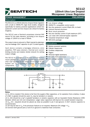 SC11225CSK.TR datasheet - 150mA ULTRA LOW DROPOUT MICROPOWER LINEAR REGULATOR