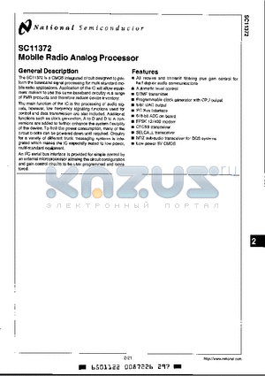 SC11372CQ datasheet - MOBILE RADIO ANALOG PROCESSOR