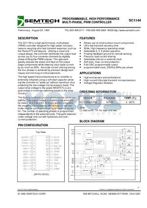 SC1144ABCSW datasheet - PROGRAMMABLE, HIGH PERFORMANCE MULTI-PHASE, PWM CONTROLLER