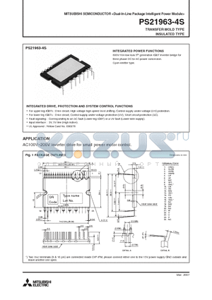 PS21963-4S_09 datasheet - Dual-In-Line Package Intelligent Power Module