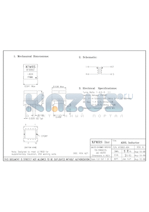 X0063AD4 datasheet - ASDL INDUCTOR