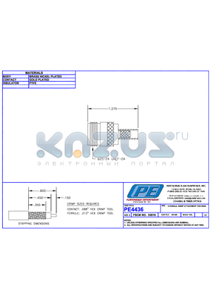 PE4436 datasheet - N MALE CRIMP ATTACHMENT FOR RG58