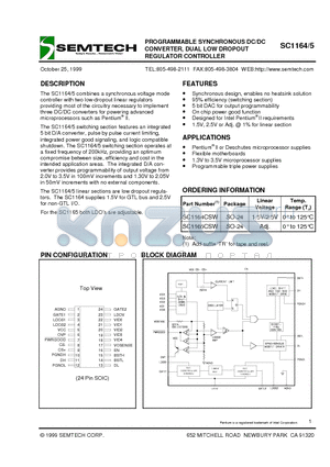 SC1165CSW datasheet - PROGRAMMABLE SYNCHRONOUS DC/DC CONVERTER, DUAL LOW DROPOUT REGULATOR CONTROLLER