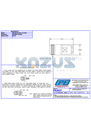 PE4437 datasheet - N FEMALE CLAMP ATTACHMENT FOR RG174 RG188 & RG316