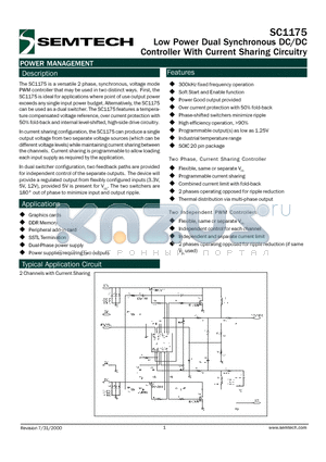 SC1175CSW.TR datasheet - Low Power Dual Synchronous DC/DC Controller With Current Sharing Circuitry