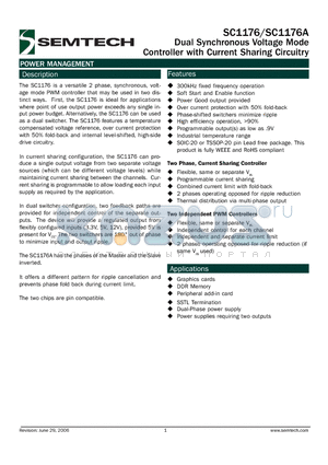 SC1176ASWTR datasheet - Dual Synchronous Voltage Mode Controller with Current Sharing Circuitry