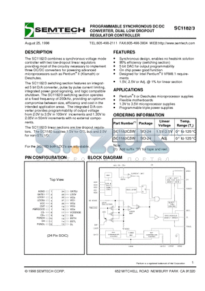 SC1183 datasheet - PROGRAMMABLE SYNCHRONOUS DC/DC CONVERTER, DUAL LOW DROPOUT REGULATOR CONTROLLER