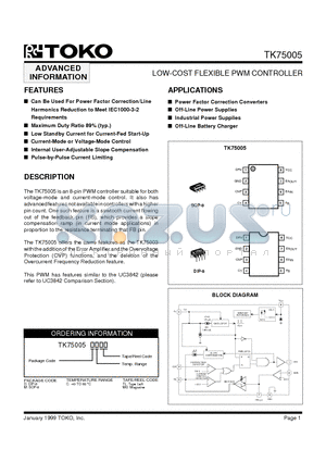 TK75005 datasheet - LOW-COST FLEXIBLE PWM CONTROLLER