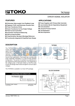 TK75002DIMG datasheet - ERROR SIGNAL ISOLATOR