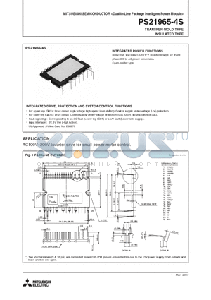 PS21965-4S_08 datasheet - Dual-In-Line Package Intelligent Power Module