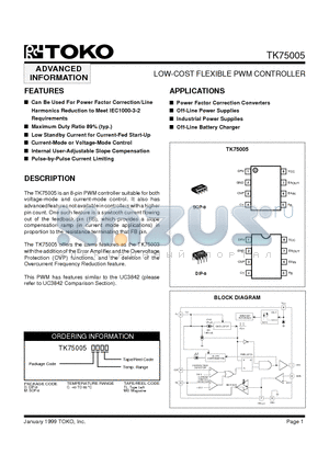 TK75005MCTL datasheet - LOW-COST FLEXIBLE PWM CONTROLLER