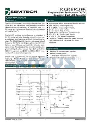 SC1185A datasheet - Programmable Synchronous DC/DC