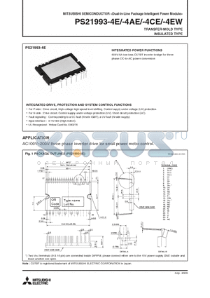 PS21993-4AE datasheet - Dual-In-Line Package Intelligent Power Module