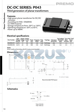 P043FB1CP1 datasheet - Third generation of planar transformers