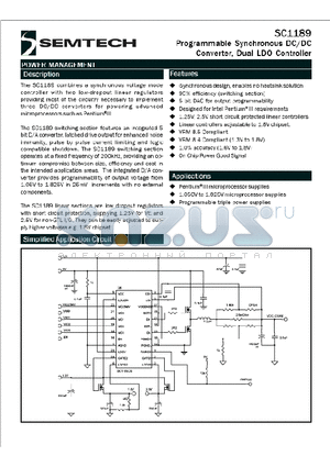 SC1189 datasheet - Programmable synchronous DC/DC Converter, Dual LDO Controller
